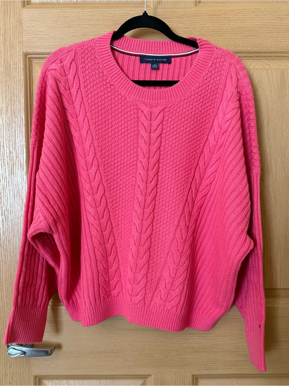 Tommy Hilfiger Hot Pink Cable Knit Crewneck Sweater